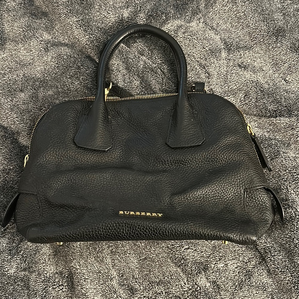Black Burberry bag with handles and strap